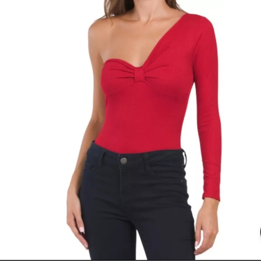 Lush Red One Shoulder Bodysuit